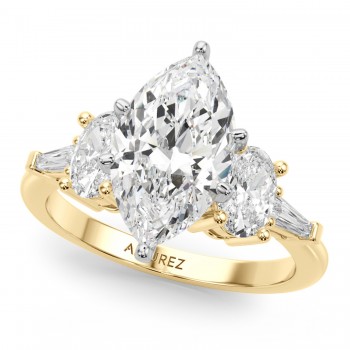 Marquise Moissanite Diamond Engagement Ring Bridal Set 14K Yellow Gold (4.93ct)