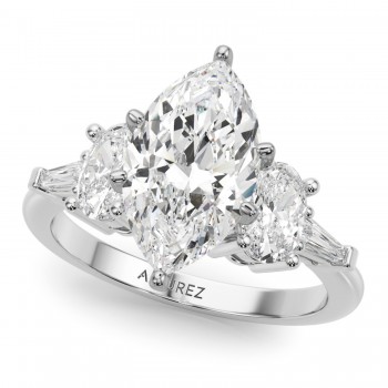 Marquise Moissanite Diamond Engagement Ring Bridal Set in Platinum (4.93ct)