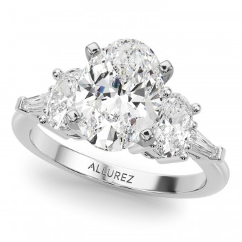 Oval Lab Grown Diamond Engagement Ring Bridal Set in Palladium (4.93ct)