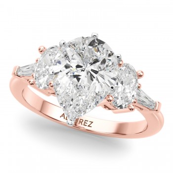 Pear Lab Grown Diamond Engagement Ring Bridal Set 14K Rose Gold (4.93ct)
