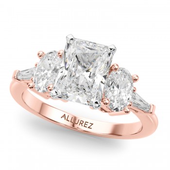 Radiant Moissanite Diamond Engagement Ring Bridal Set 14K Rose Gold (4.93ct)