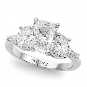 Radiant Moissanite Diamond Engagement Ring Bridal Set in Palladium (4.93ct)