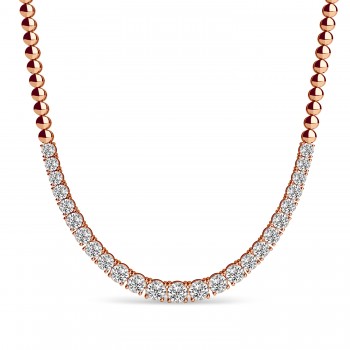 Diamond Graduated Tennis Necklace 14k Rose Gold (3.00ct)