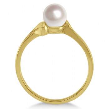 Solitaire Bypass Akoya Cultured Pearl Ring 14k Yellow Gold (5.50mm)