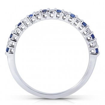 Round Diamond & Blue Sapphire Band in 14kt White Gold (0.25ct)