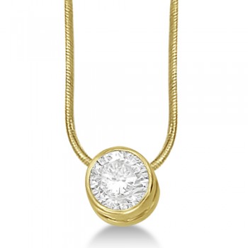 Moissanite Solitaire Pendant Slide Necklace 14K Yellow Gold 0.50ct