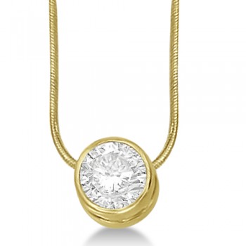 Moissanite Solitaire Pendant Slide Necklace 14K Yellow Gold 1.50ct