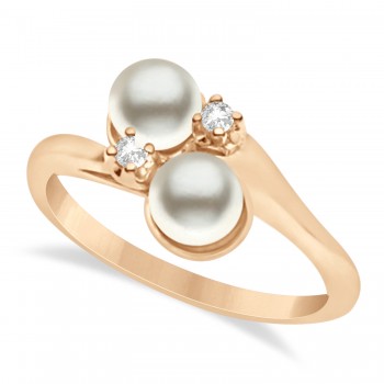 Bypass Freshwater Pearl & Diamond Ring 14k Rose Gold (6.0mm)