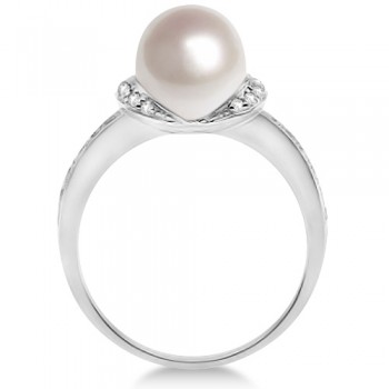 Solitaire Freshwater Cultured Pearl and Diamond Ring 0.16ctw (8mm)