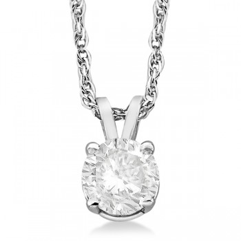 Prong Set Moissanite Solitaire Pendant Necklace 14K White Gold 0.50ct