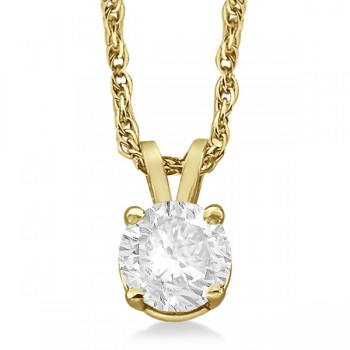 Prong Set Moissanite Solitaire Pendant Necklace 14K Yellow Gold 0.50ct