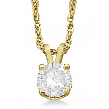 Prong Set Moissanite Solitaire Pendant Necklace 14K Yellow Gold 2.00ct