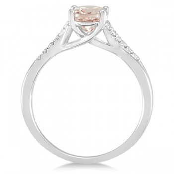 Oval Cut Morganite Engagement Ring with Diamonds 14k White Gold 1.34ct