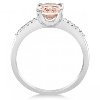 Oval Morganite Engagement Ring Diamond Accented 14k White Gold 1.90ct