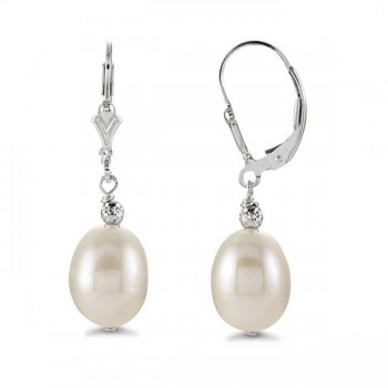 Cultured Freshwater Oval Shaped Pearl Drop Earrings Sterling Silver