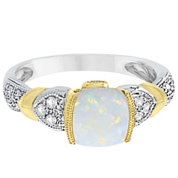 Tanzanite, Diamond and Opal Ring 14k Two-Tone Gold (1.10ct)