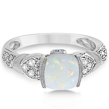 Tanzanite, Diamond and Opal Ring 14k White Gold (1.10ct)