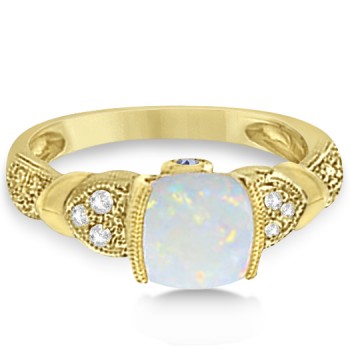 Tanzanite, Diamond and Opal Ring 14k Yellow Gold (1.10ct)