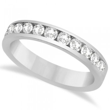 Channel Set Moissanite Anniversary Ring Band 14K White Gold 0.66ctw