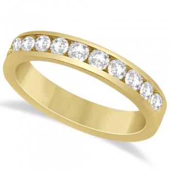 Channel Set Moissanite Anniversary Ring Band 14K Yellow Gold 0.66ctw