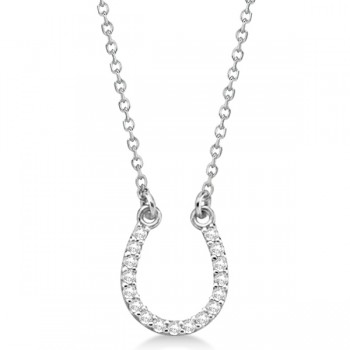 Diamond Horseshoe Pendant Necklace 14k White Gold 0.10ct