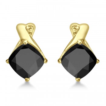 Diamond & Cushion Black Onyx Drop Earrings 14k Yellow Gold (2.70ct)