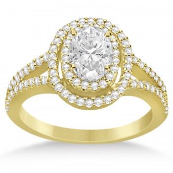 Double Halo Lab Grown Diamond Engagement Ring 14K Yellow Gold 1.34ctw