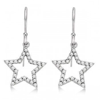 Dangle Diamond Star Earrings 14k White Gold (0.34ct)