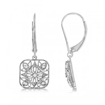 Antique Square Diamond Drop Earrings in Sterling Silver (0.10ct)