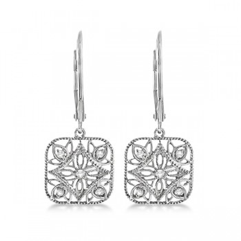 Antique Square Diamond Drop Earrings in Sterling Silver (0.10ct)