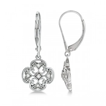 Diamond Four Leaf Clover Earrings 14k White Gold (0.10ct)