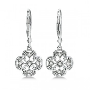 Diamond Four Leaf Clover Earrings 14k White Gold (0.10ct)