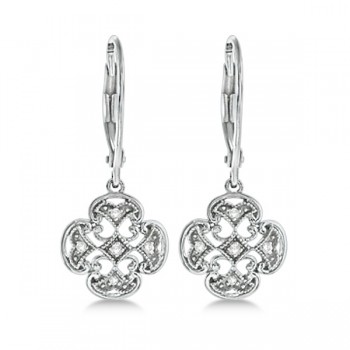 Diamond Four Leaf Clover Earrings in Sterling Silver (0.10ct)