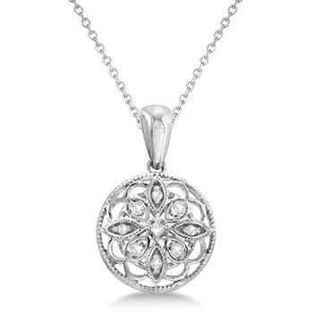 Circle Antique Diamond Pendant Necklace Sterling Silver (0.05ct)