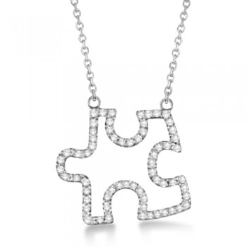 Diamond Puzzle Pendant Necklace 14k White Gold (0.33ct)