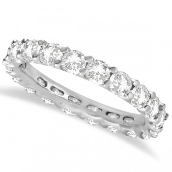 Round Moissanite Eternity Ring Anniversary Band 14K White Gold 3.00ctw