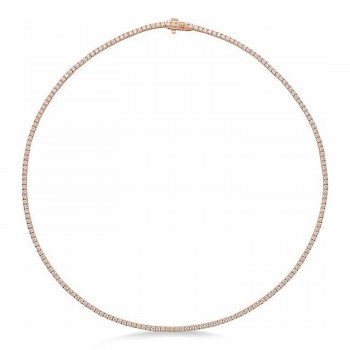 Natural Diamond Tennis Necklace 14K Rose Gold (5.87ct)