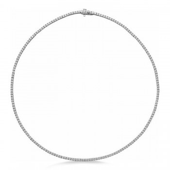 Natural Diamond Tennis Necklace 14K White Gold (5.87ct)