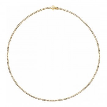 Natural Diamond Tennis Necklace 14K Yellow Gold (5.87ct)