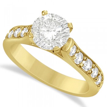 Moissanite Engagement Ring & Wedding Band Set 14K Y. Gold 2.25ctw