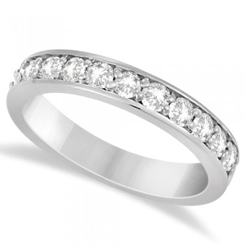 Semi Eternity Moissanite Wedding Ring Band 14K White Gold 0.65ctw