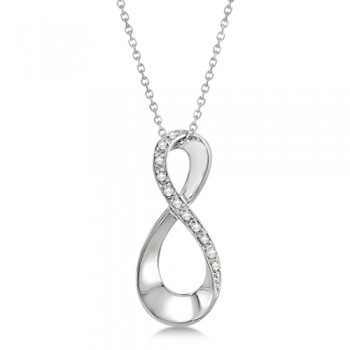 Infinity Diamond Pendant with 18 Inch Chain 14K White Gold 0.05ctw