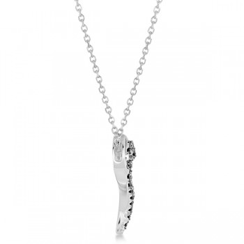 Black & White Twisted Diamond Heart Necklace Sterling Silver 0.21ct