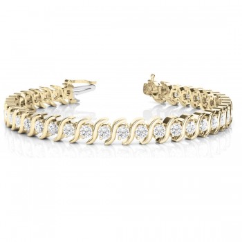 Diamond Tennis S Link Bracelet 14k Yellow Gold (3.08ct)