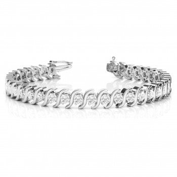 Diamond Tennis S Link Bracelet 18k White Gold (5.00ct)