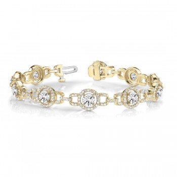 Luxury Halo Lab Diamond Link Bracelet 18k Yellow Gold (5.00ct)