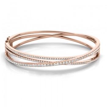 Diamond Multi-Row Bangle Bracelet 14k Rose Gold (2.27ct)