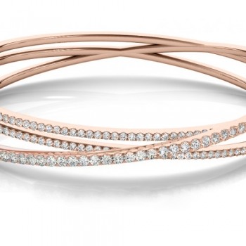 Diamond Multi-Row Bangle Bracelet 14k Rose Gold (2.27ct)