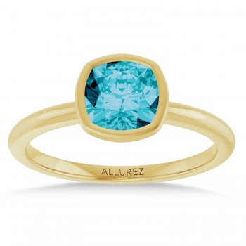 Cushion Cut London Blue Topaz Fashion Ring 14K Yellow Gold (1.23ct)