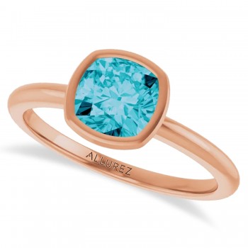 Cushion Cut London Blue Topaz Fashion Ring 14K Rose Gold (1.23ct)